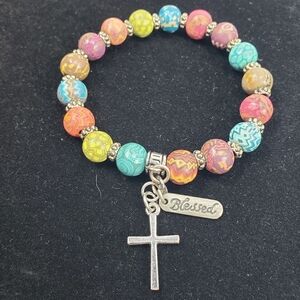 Jil Zarah Bead Bracelet with Cross Blessed Charm